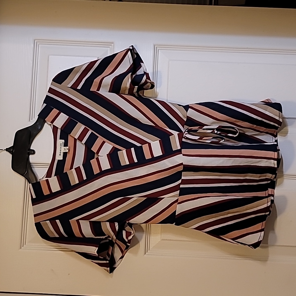 Monteau Peplum Striped Top
